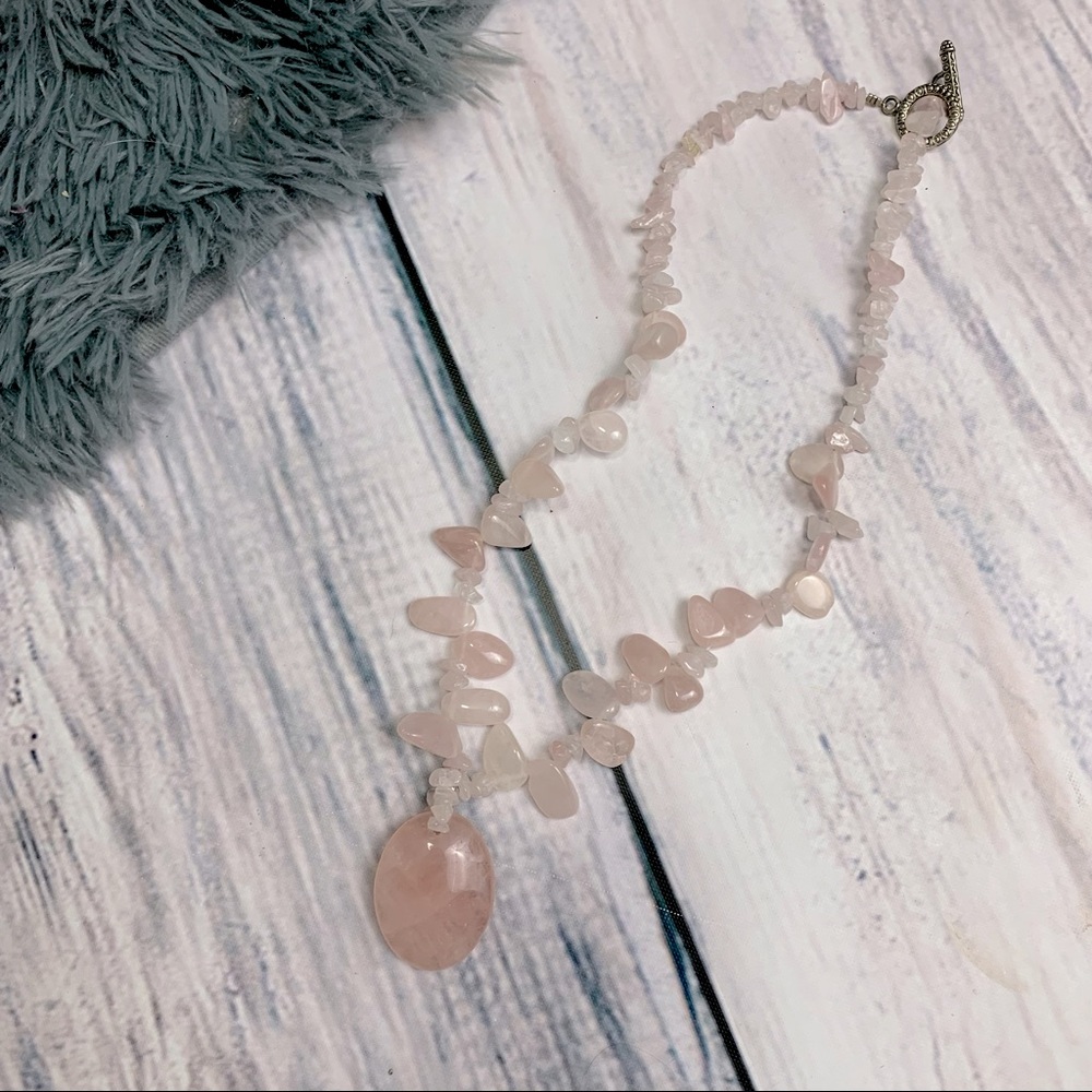 Handmade Rose Quartz Statement Necklace